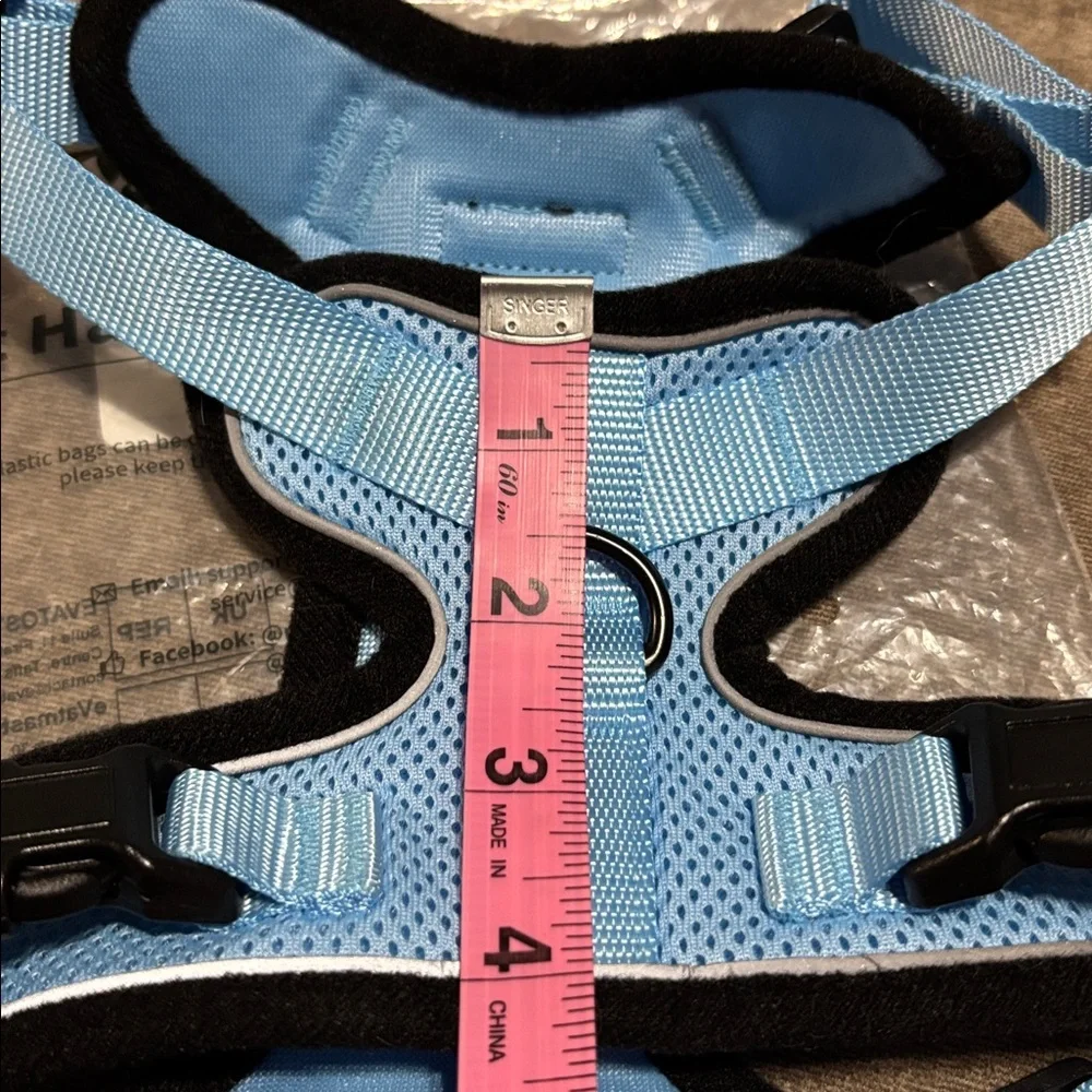 Rabbitgoo blue & black cat harness & leash, size medium, NIB.
